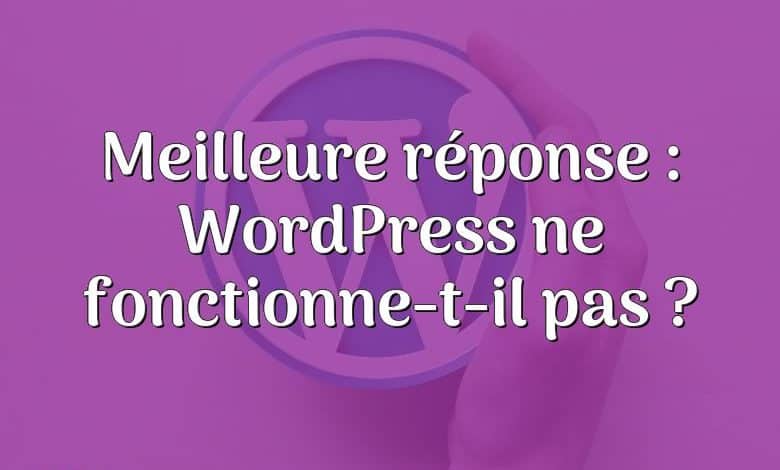 Meilleure réponse : WordPress ne fonctionne-t-il pas ?